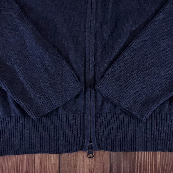 Woolrich Mens Size Large Navy Blue Wool Blend Full Zip Stretch Ribbed Sweater - Picture 7 of 14